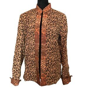 Coldwater Creek Reversible Blazer, Rust Brown Black Leopard Print Jacket Size S